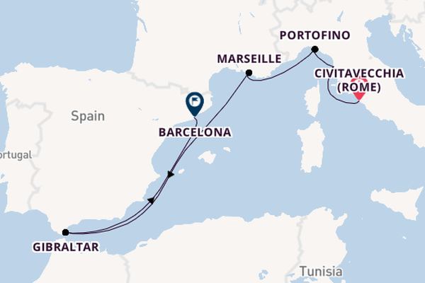 Westelijke Middellandse Zee vanaf Civitavecchia (Rome), Italië met de Oosterdam