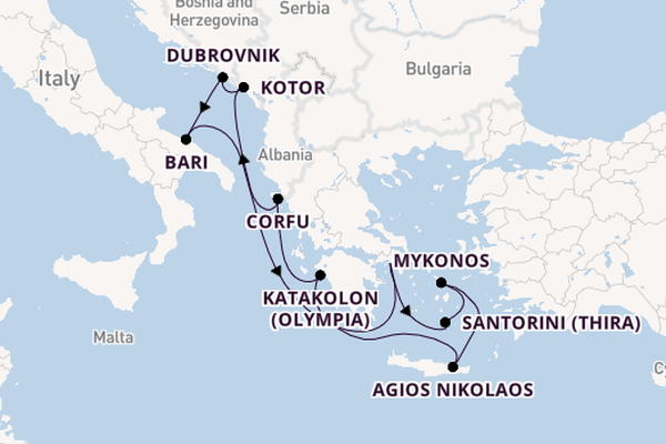 Eastern Mediterranean from Piraeus (Athens), Greece with the Allura