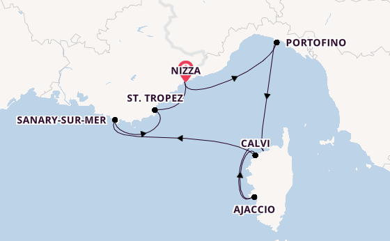 Westliches Mittelmeer ab Nizza, Frankreich auf der Star Clipper