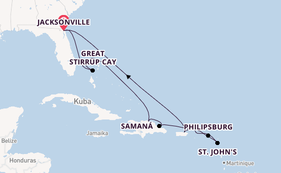 Karibik ab Jacksonville, Florida USA auf der Norwegian Dawn