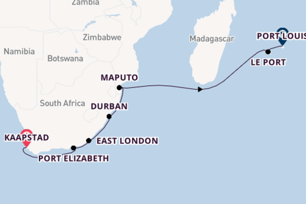 Zuidelijk Afrika vanaf Kaapstad met AIDAstella