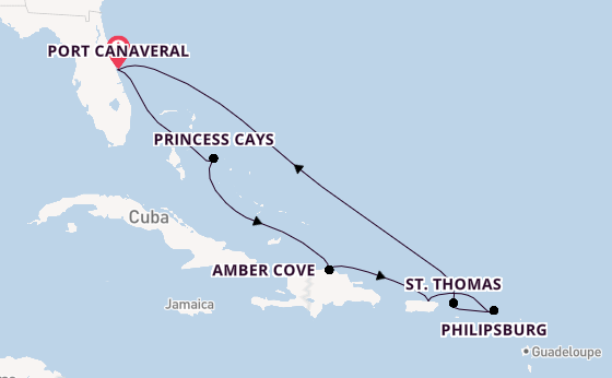Caribbean vanaf Port Canaveral, Verenigde Staten met de Star Princess