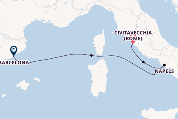 Westelijke Middellandse Zee vanaf Civitavecchia (Rome), Italië met de Legend of the Seas