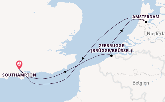 England ab Southampton, Großbritannien auf der Queen Victoria