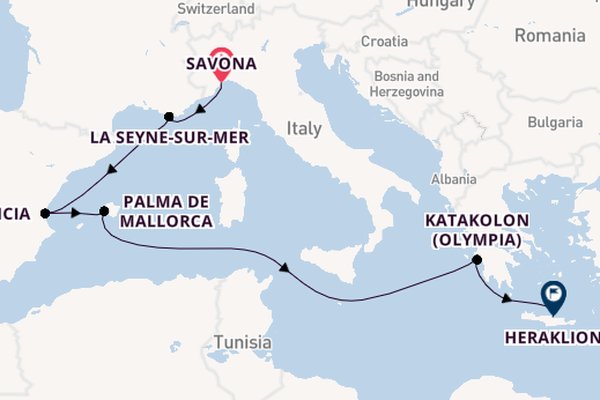 Middellandse Zee vanaf Savona, Italië met de Costa Pacifica
