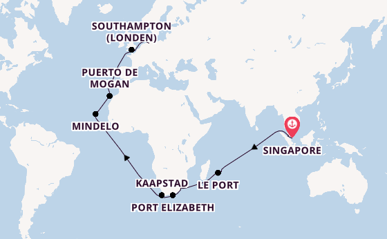 Zuid-Afrika vanaf Singapore, Singapore met de Queen Anne