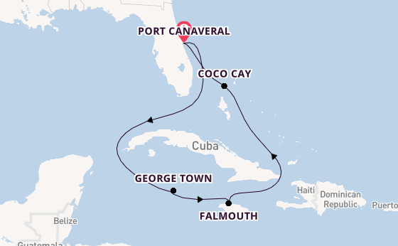 Caribbean vanaf Port Canaveral, Verenigde Staten met de Adventure of the Seas