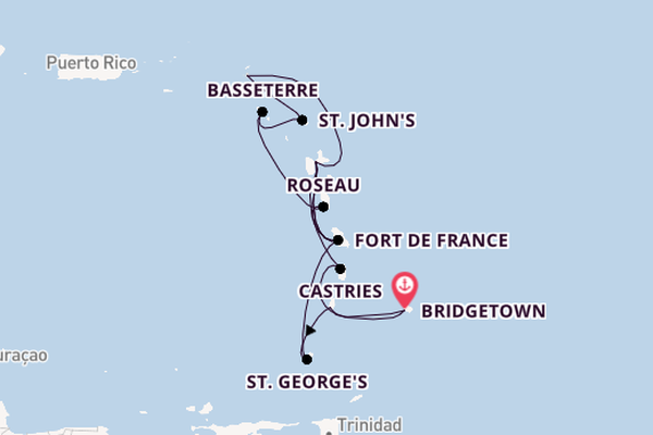 Southern Caribbean from Bridgetown, Barbados with the MSC World Europa