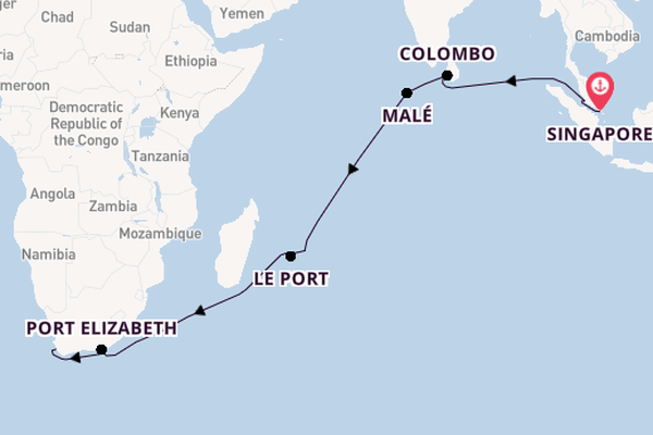 Zuidoost-Azië vanaf Singapore, Singapore met de Mein Schiff 6