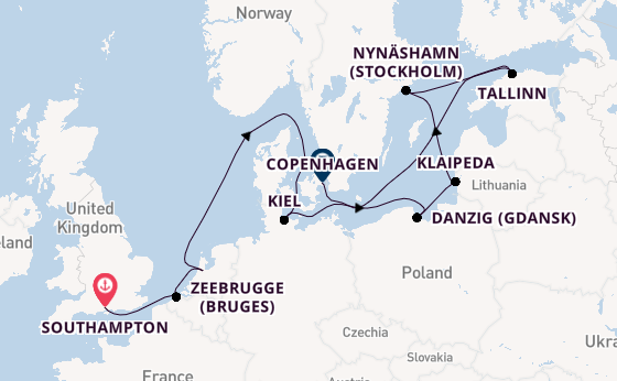 England from Southampton, England with the Norwegian Prima