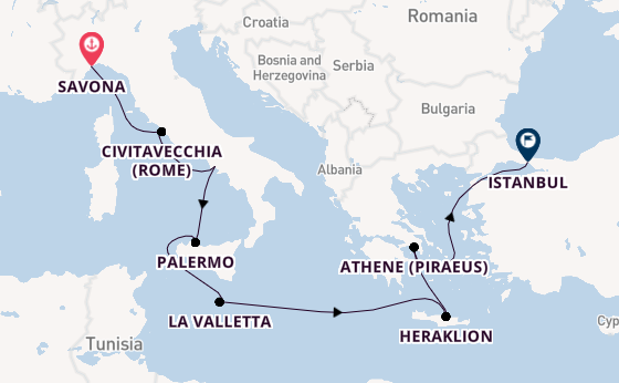 Middellandse Zee vanaf Savona, Italië met de Costa Pacifica