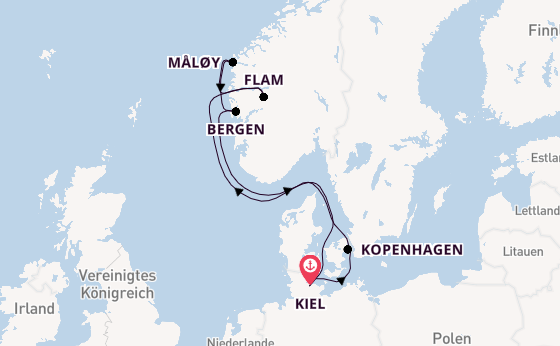 Norwegen ab Kiel, Deutschland auf der Costa Diadema