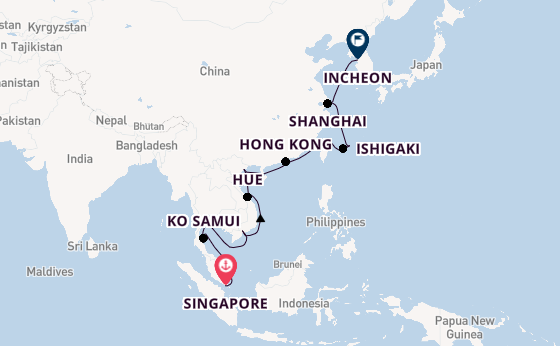 South East Asia from Singapore, Singapore with the Seven Seas Splendor
