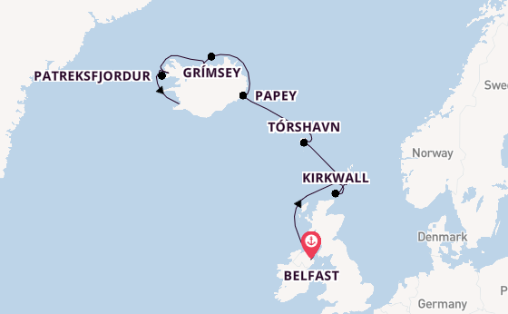 Arctica vanaf Belfast, Noord-Ierland met de Sabourn Venture 