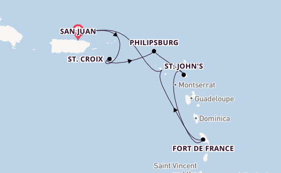 Caribbean vanaf San Juan, Puerto Rico met de Rhapsody of the Seas