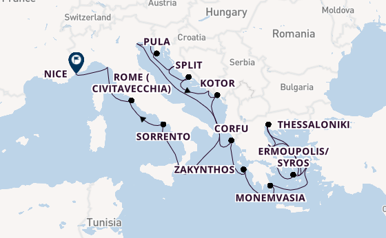 Eastern Mediterranean from Athens (Piraeus), Greece with the Azamara Onward