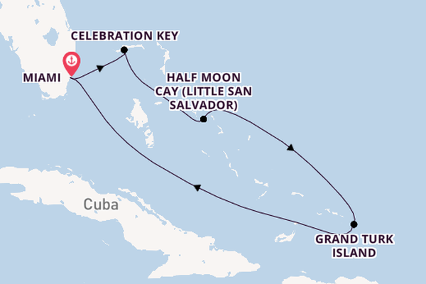 Caribbean from Miami, Florida, USA with the Carnival Sunrise