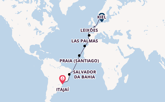 trans-Atlantisch vanaf Itajaí, Brazilië met de Costa Diadema