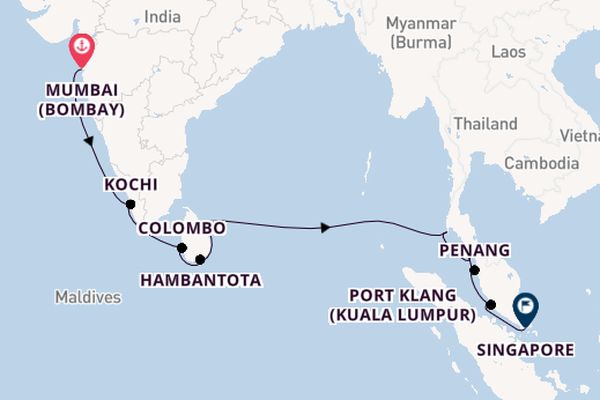 South East Asia from Mumbai (Bombay), India with the Silver Muse
