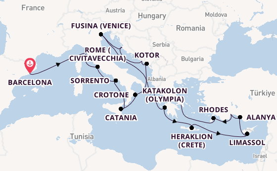 Mediterranean from Barcelona, Spain with the Azamara Journey