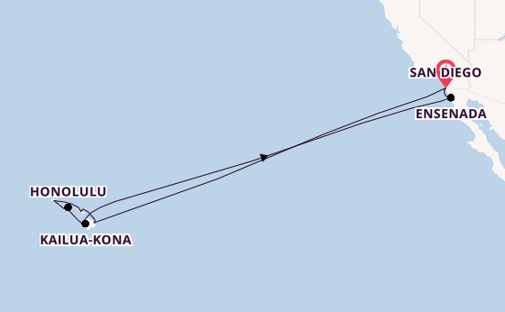 Polynesië vanaf San Diego, Verenigde Staten met de Koningsdam