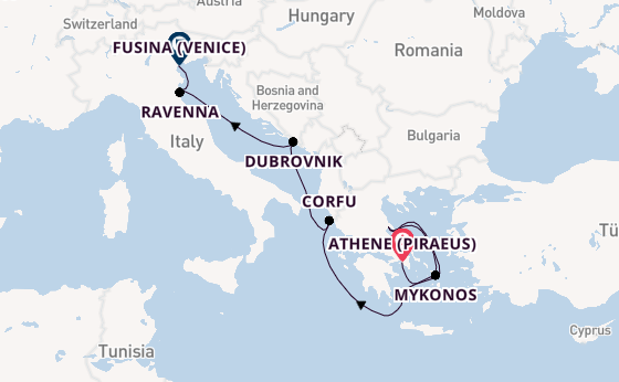 Middellandse Zee vanaf Athene (Piraeus), Griekenland met de Explora V