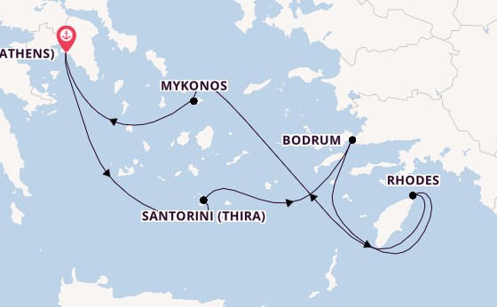 Eastern Mediterranean from Piraeus (Athens), Greece with the Scarlet Lady