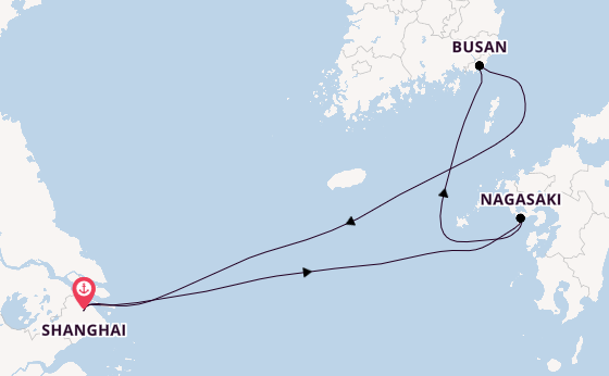 China ab Shanghai, China auf der Spectrum of the Seas