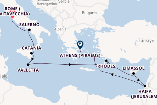 Mediterranean Sea from Rome (Civitavecchia), Italy with the Seven Seas Voyager