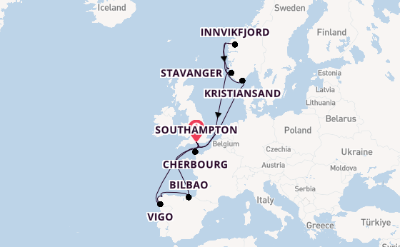Norway from Southampton, England with the Arvia