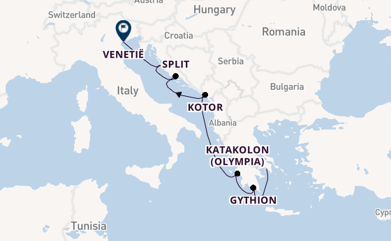Oostelijke Middellandse Zee vanaf Athene (Piraeus), Griekenland met de Silver Nova