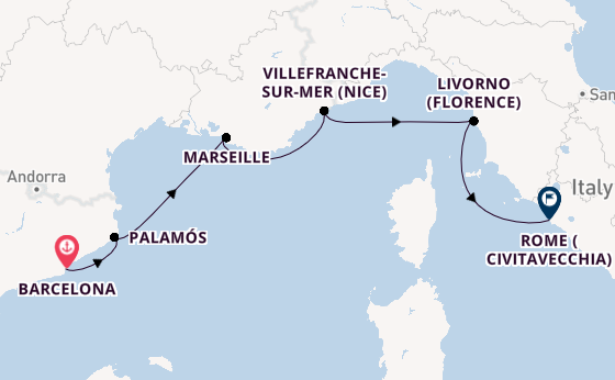 Western Mediterranean from Barcelona, Spain with the Viking Star