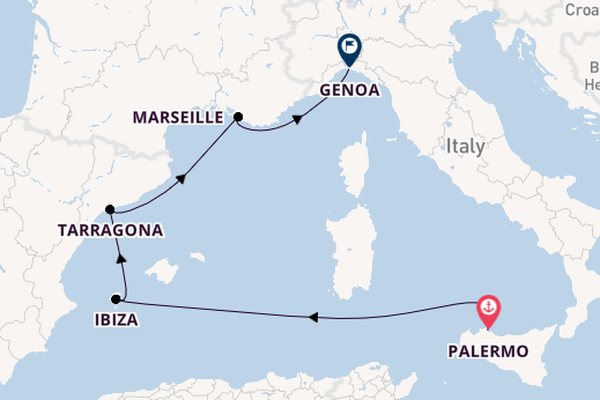 Western Mediterranean from Palermo, Sicily, Italy with the MSC Seaview