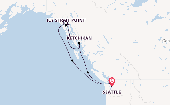 Alaska vanaf Seattle, Verenigde Staten met de Queen Elizabeth