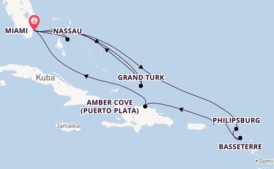 Karibik ab Miami auf der MSC Seashore