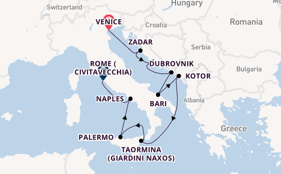 Mediterranean Sea from Venice, Italy with the Silver Muse