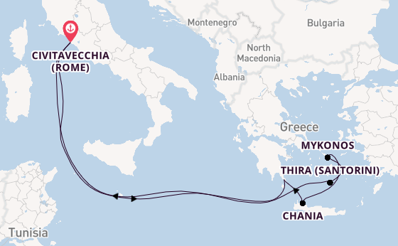 Middellandse Zee vanaf Civitavecchia (Rome), Italië met de Disney Dream