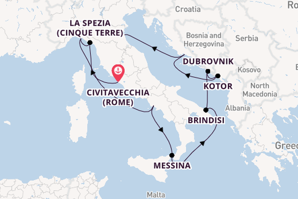 Middellandse Zee vanaf Civitavecchia (Rome), Italië met de Celebrity Constellation