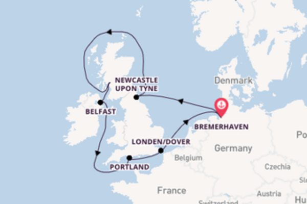 Cruise naar Bremerhaven via Portland