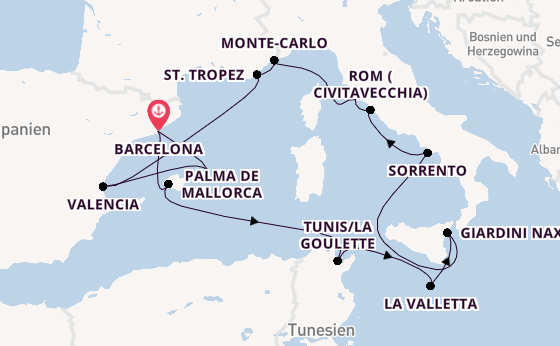 Westliches Mittelmeer ab Barcelona, Spanien auf der EXPLORA I