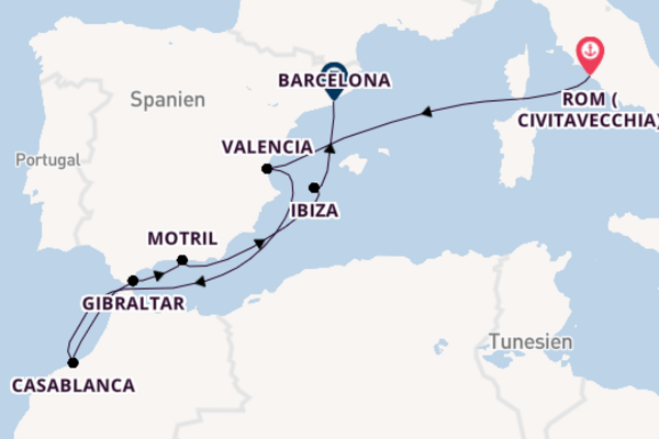 Westliches Mittelmeer ab Rom (Civitavecchia), Italien auf der EXPLORA II