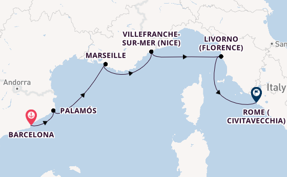 Western Mediterranean from Barcelona, Spain with the Viking Vela