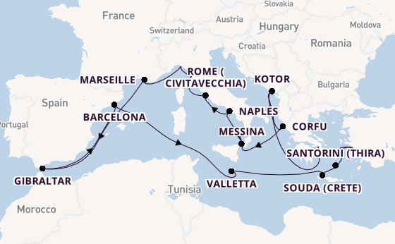 Mediterranean from Piraeus (Athens), Greece with the Oosterdam