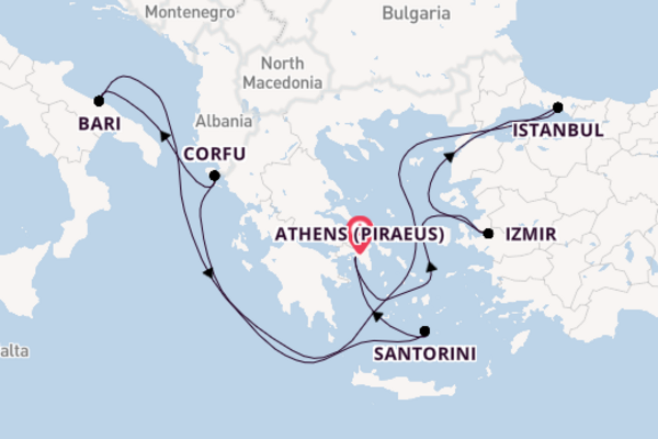 Mediterranean Sea from Athens (Piraeus), Greece with the MSC Sinfonia