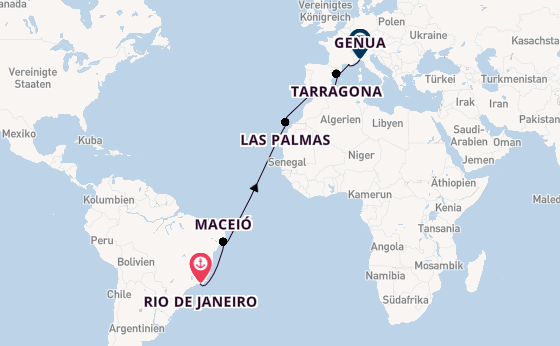 Transatlantik ab Rio de Janeiro, Brasilien auf der MSC Musica