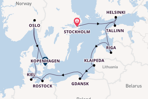 Noorwegen vanaf Stockholm, Zweden met de Norwegian Dawn