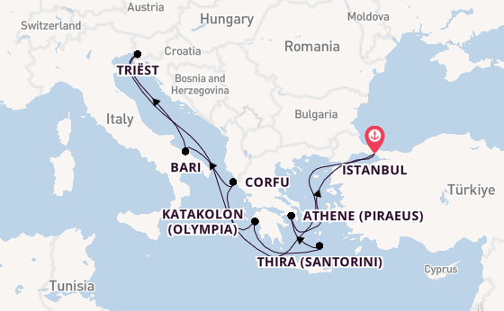 Middellandse Zee vanaf Istanbul, Turkije met de MSC Fantasia