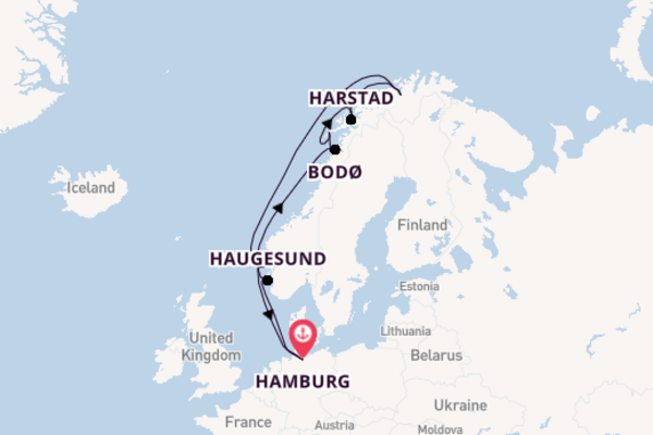 Noorwegen vanaf Hamburg, Duitsland met AIDAmar