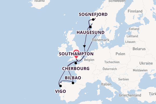Norwegen ab Southampton, Großbritannien auf der Arvia