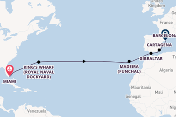 Transatlantic & Repositioning from Miami, Florida with the Marina